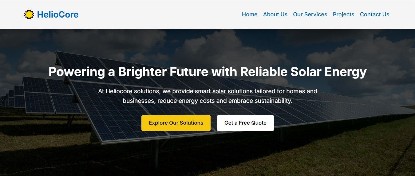 Screenshot of HelioCore website project